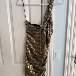 Astr Metallic Gold Mini Dress